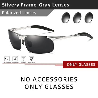 Ochelari de soare polarizați pentru bărbați marca CLLOIO, ramă din aluminiu, UV400, anti-orbire, ochelari de soare pentru bărbați, ochelari de condus, fără ramă, Oculos De Sol