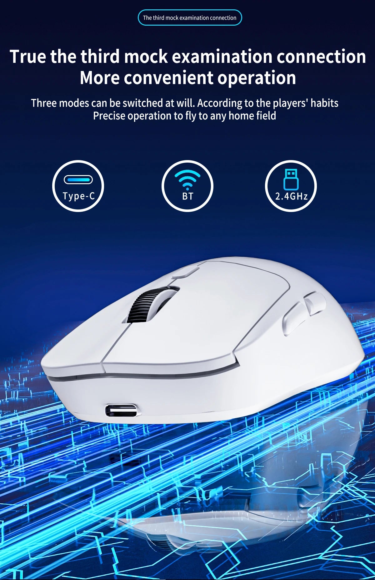 Bluetooth gaming miš, punjivi miš za gamere PAW3395, lagan ergonomski bežični miš za esport