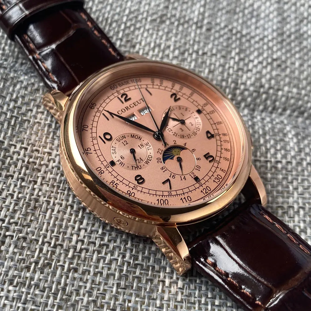 Automatické hodinky pre mužov Multification Date Day Month Year 316L, mechanické pánske hodinky s lešteným puzdrom, indikátorom deň/noc, 42mm