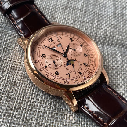 Automatické hodinky pre mužov Multification Date Day Month Year 316L, mechanické pánske hodinky s lešteným puzdrom, indikátorom deň/noc, 42mm