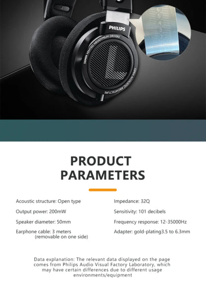 Philips SHP9500 Head-mounted Wired Headphones HiFi Stereo Earphone Monitor Class Music Earbuds E-sports Game Universal Headset
