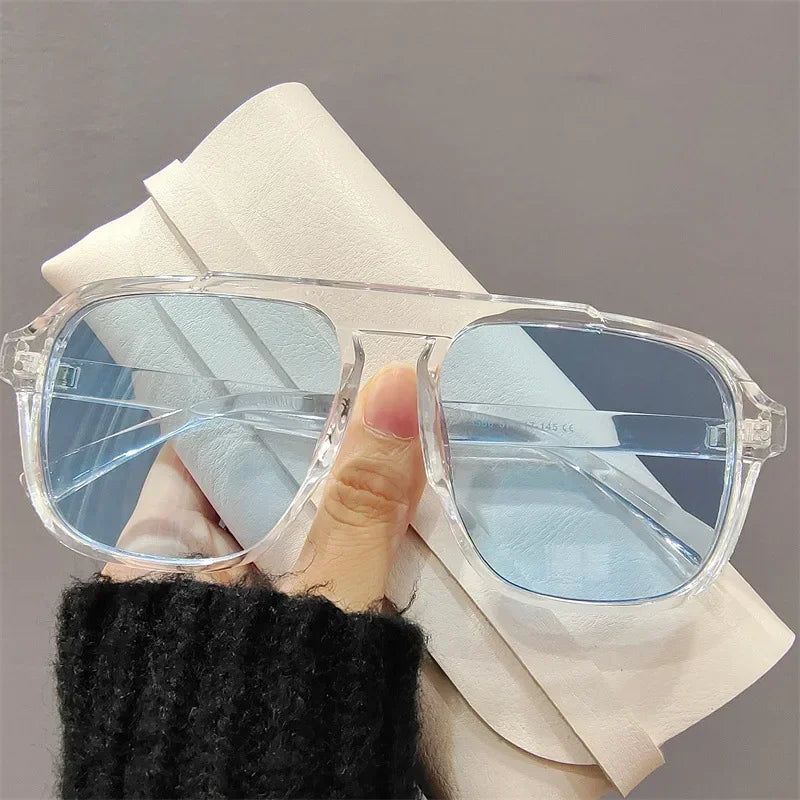 Ochelari de soare la modă pentru femei și bărbați, ochelari de soare cu ramă dublă, stil vintage, pentru activități în aer liber, călătorii și conducere, cu protecție UV400