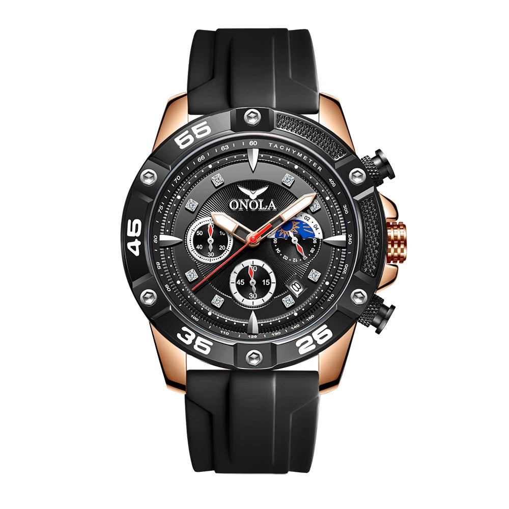 ONOLA New Fashion Casual Men's Watch Multi functional Fluorescent Tape Waterproof Quartz Military Watch Men's Clock High Quality
