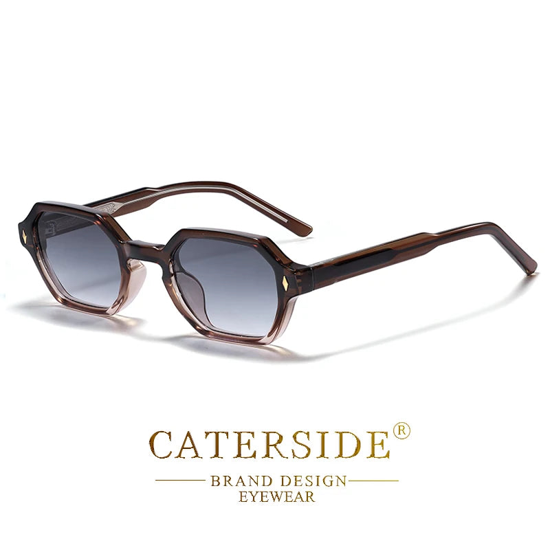 CATERDIDE Ochelari de soare retro poligonali pentru bărbați, cu design personalizat, ramă pătrată, ochelari de soare pentru femei, petreceri, călătorii și vacanțe