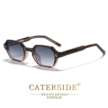 CATERDIDE Ochelari de soare retro poligonali pentru bărbați, cu design personalizat, ramă pătrată, ochelari de soare pentru femei, petreceri, călătorii și vacanțe