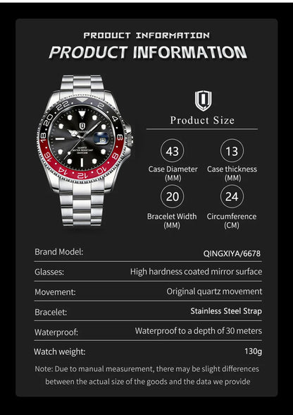 2026 New QINGXIYA Luxury Men Quartz Watches Stainless Steel Waterproof Luminous Date Watch Top Brand Men Wristwatch reloj hombre