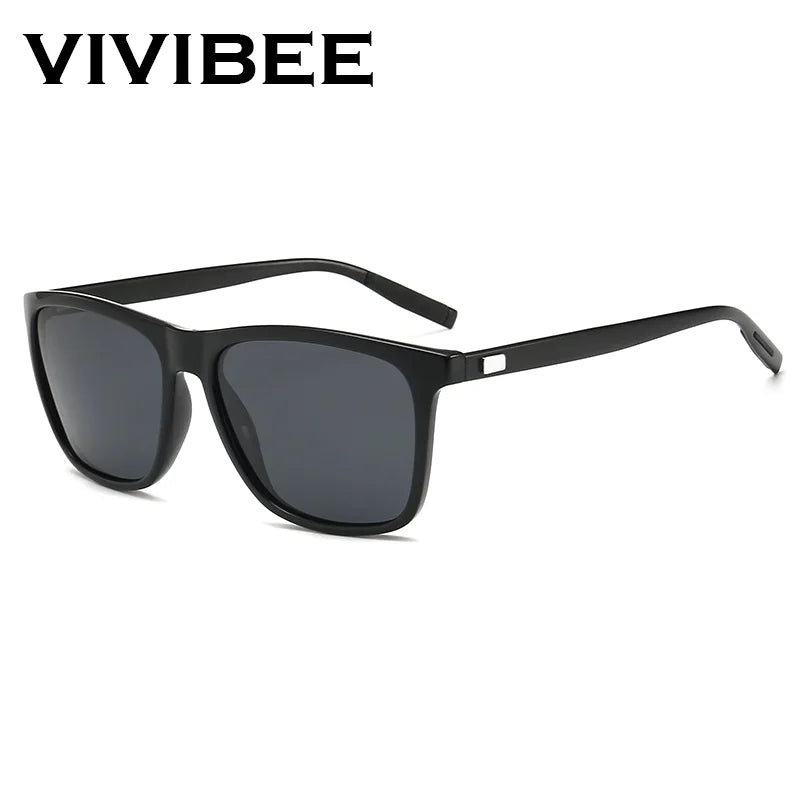 VIVIBEE Ochelari de soare polarizați de lux, pătrați, pentru bărbați, cu lentile oglindă albastre, clasici, unisex, la modă, pentru femei