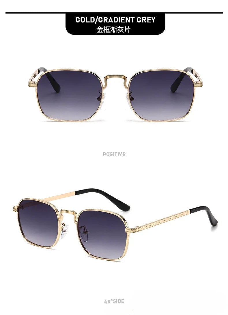 Ochelari de soare metalici, pătrați și ovali, la modă, retro, pentru bărbați și femei, personalizați, rezistenți la raze UV, ochelari de vedere de lux, design UV400