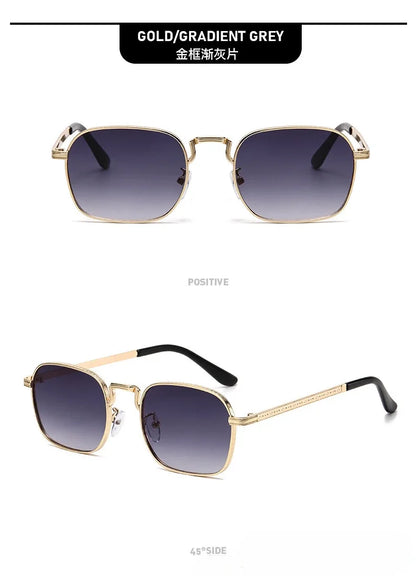 Ochelari de soare metalici, pătrați și ovali, la modă, retro, pentru bărbați și femei, personalizați, rezistenți la raze UV, ochelari de vedere de lux, design UV400