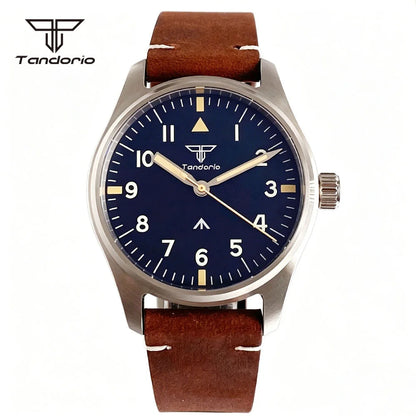 Tandorio 39mm Pilot Aviator Watch Sapphire Glass Luminous Automatic Japan NH35 or VH31 Quartz Movt 20BAR Diving Wristwatch