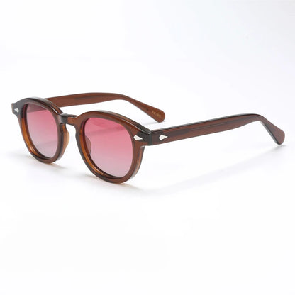Ochelari de soare polarizați pentru bărbați și femei, stil Johnny Depp Lemtosh, ochelari de soare retro cu ramă rotundă din acetat și lentile UV400, Oculos