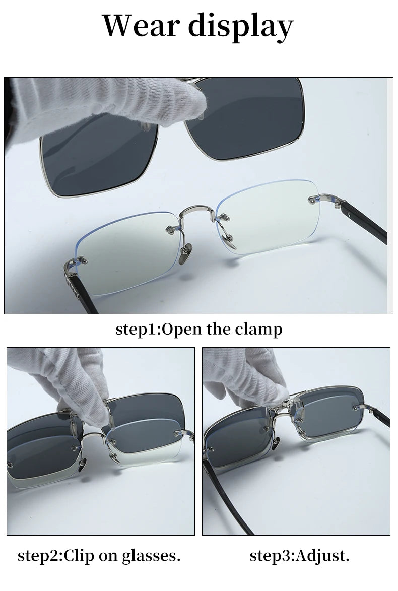 Ochelari de soare REXXAR pentru bărbați, cu clemă metalică, ochelari polarizați UV400, ochelari de soare pătrați pentru femei, cu vedere nocturnă, pentru șofat