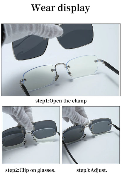 Ochelari de soare REXXAR pentru bărbați, cu clemă metalică, ochelari polarizați UV400, ochelari de soare pătrați pentru femei, cu vedere nocturnă, pentru șofat