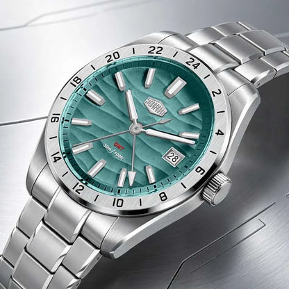 HEROFORCE Quality Original GMT Men Clock Waterproof Luminous Date Luxury Man Watch Stainless Steel Quartz Men's Watches Male