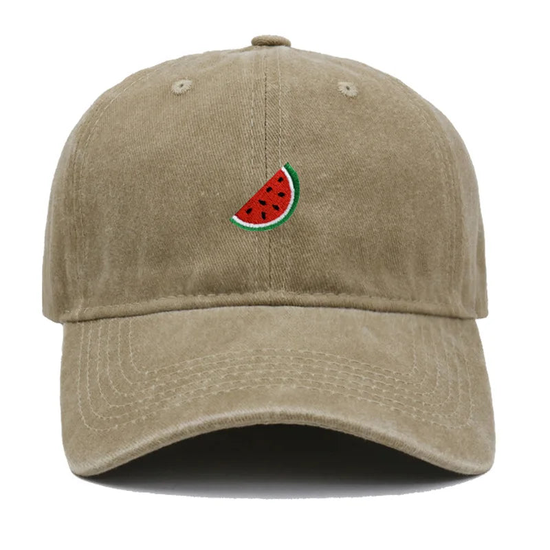 Printed Watermelon Baseball Cap Men's Washed Soft Top Retro Dad Hats Women's Casual Versatile Fashion Trend Duck Tongue Caps
