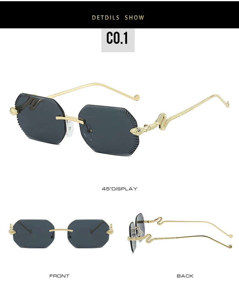 Ochelari de soare decorativi din metal, în formă de șarpe – ramă neregulată unisex, protecție UV, ochelari de soare