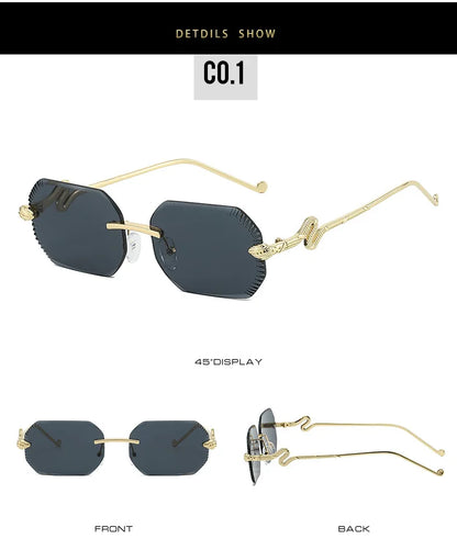 Ochelari de soare decorativi din metal, în formă de șarpe – ramă neregulată unisex, protecție UV, ochelari de soare