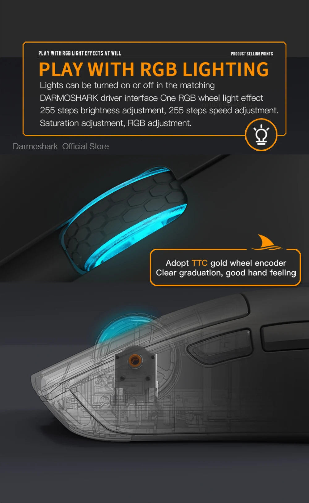 Herná myš Darmoshark M3Pro 2.4G BT bezdrôtová s trojitým režimom, snímačom PAW3395, N52840, 26000DPI, pre veľkú ruku, makro ovládač, myš na hranie