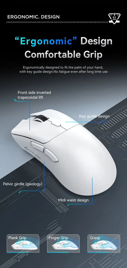 Attack Shark R1 Wireless Mouse for Gaming 1000 Hz PAW3311 Sensor, Rechargeable, Bluetooth Tri-mode, Ergonomic