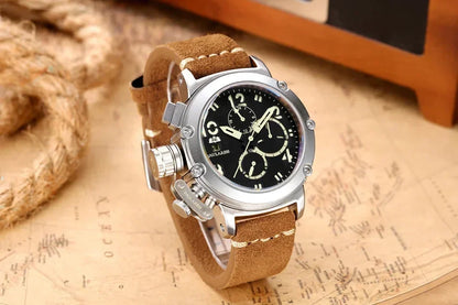 Automatic Watches for Men Mechanical Self Wind Genuine Leather Multifunction Date Boat Month Gold Bronze U Reloj Hombre Baratos