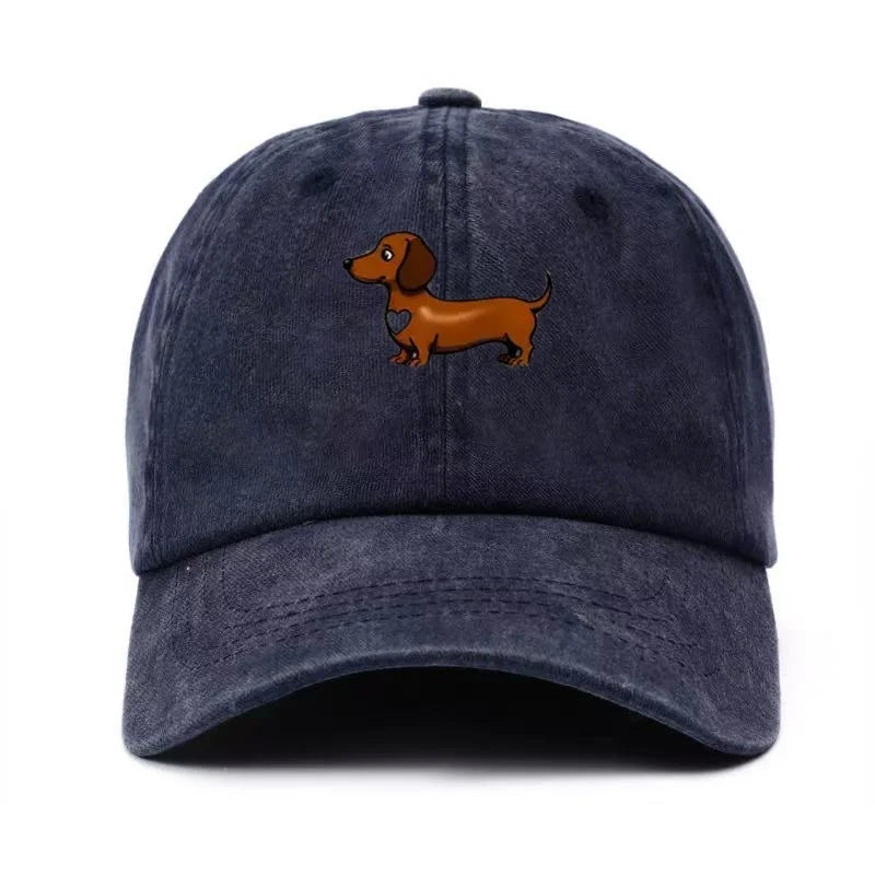 Cute Sausage Dog Pattern Printed Baseball Hat with Adjustable Snap Button Lightweight Valentine's Day Gift