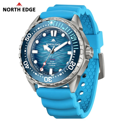 NORTH EDGE 2025 NEW+ TRITON-TI Titanium Solar-Powered Diving Watch Luxury Quartz Watches for Men 300M Waterproof 180+ Day Power