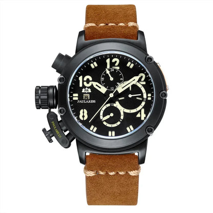 Automatic Watches for Men Mechanical Self Wind Genuine Leather Multifunction Date Boat Month Gold Bronze U Reloj Hombre Baratos