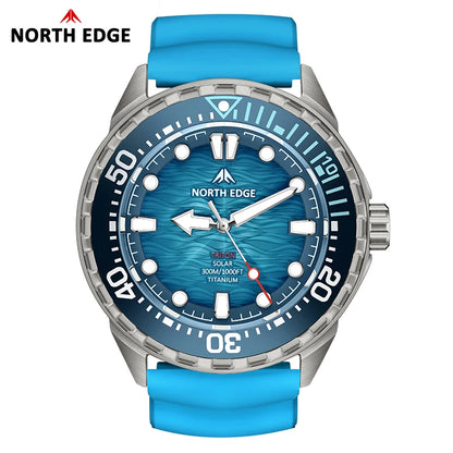 NORTH EDGE TRITON-Ti Solar Powered Dive Watch Titanium Alloy Case Men Luxury Quartz Watches For Men Waterproof 300M