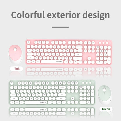 MOFii Black Retro Round Keycaps Wireless Keyboard & Mouse Combo, 2.4G Quiet Office Set, US QWERTY Layout