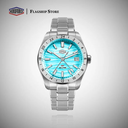 HEROFORCE Quality Original GMT Men Clock Waterproof Luminous Date Luxury Man Watch Stainless Steel Quartz Men's Watches Male