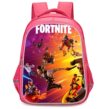 16" Fortnite Cartoon Red Backpack Unisex Dual Zipper Large Capacity School Bag Kids Bookbag Boys Girls Ages 5-8