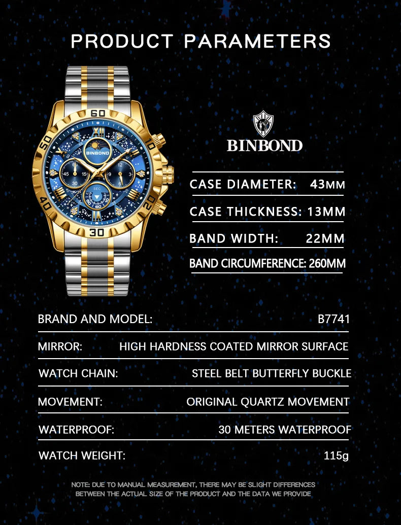 Chronograph Luxury Brand Stylish Men Luminous Wrist Watches For Male Clock Stainless Steel Band Men Business Quartz Watches