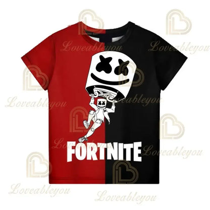 Детска тениска Cartoon Fortnite New Summer с 3D принт за момчета и момичета, streetwear дрехи за възрастни и деца, забавна тениска с обло деколте