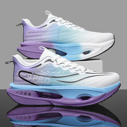 New Men's Carbon Plate Sneakers, Outdoor Soft Sole Mesh Sports Shoes, Running Shoes, Lightweight, Anti-Slip, Casual Couple Tennis Shoes