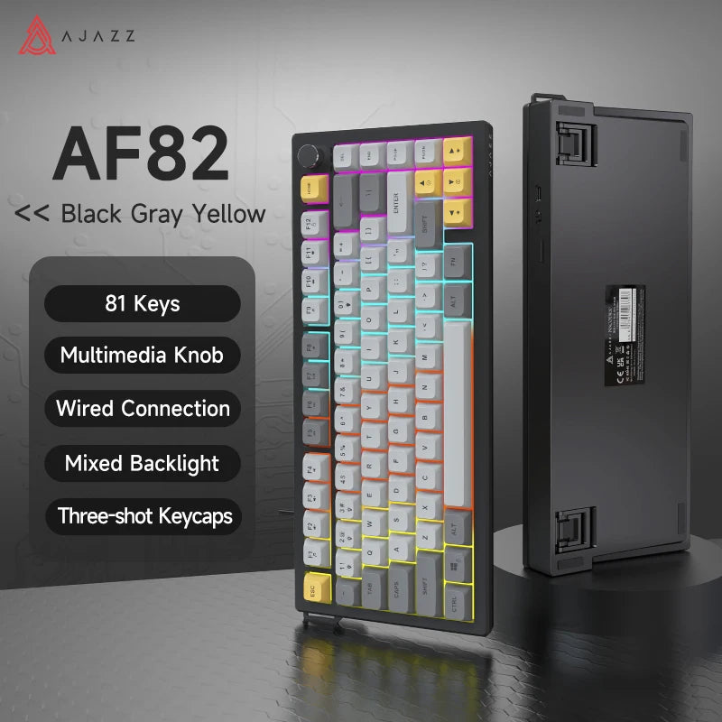 Tastiera AJAZZ AF82 Office Low Profile RGB cablata/wireless da gaming, layout 75% con 82 tasti, batteria 4000mAh per Win/Mac
