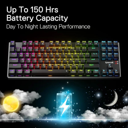 Redragon K556 PRO TKL Wireless RGB Gaming Keyboard, 87-Key Tri-Mode Hot-Swappable Mechanical Keyboard with Bluetooth, 2.4GHz & USB-C for Windows & Mac