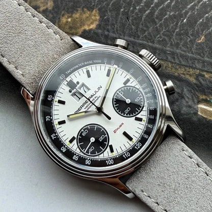 New PIERRE PAULIN Big Date Retro 70's Vintage Panda Style Chronograph Mechanical Men's Complicated 38MM Luxury Sapphire Wrist