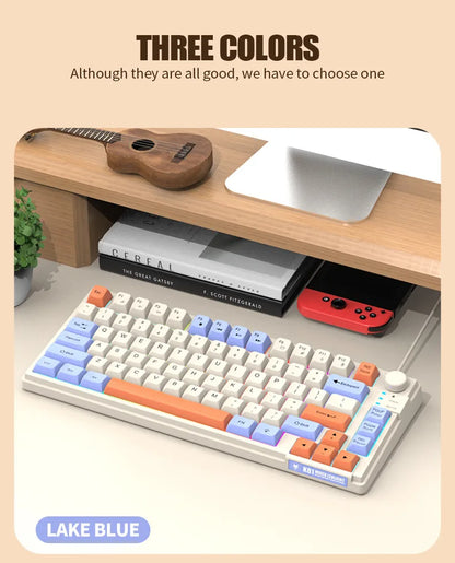 Keyboard K81 Gaming Keyboard 81 Key 80% Layout Spanish Russian Korean Arabic Keyboard USB Wired RGB Light Volume Knob Ergonomics