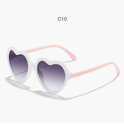 Ochelari de soare eleganți pentru copii, roz trandafiriu, cu inimioare, protecție UV400, ramă reglabilă, pentru băieți, fete, bebeluși și copii mici de 0-12 ani