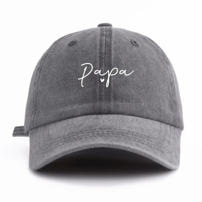 1Pc PAPA Print Washed Baseball Cap,Classic Casual Retro Adjustable Lightweight Sun Protection Versatile Driver Cap for DailyWear