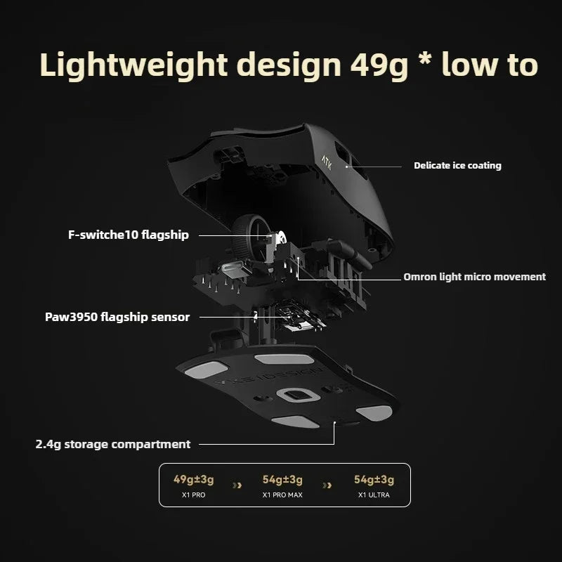 Novi ATK X1 SE Starlight bežični lagani miš PAW3395 26K DPI, upravljački program za Hub stranicu, 1000Hz, gaming miš, dodatna oprema za PC igrače