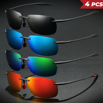 4 bucăți ochelari de soare aviator polarizați, ultra-ușori, de 11 g, cu ramă TR90 fără cadru – flexibili și confortabili, unisex, pentru condus, pescuit și activități în aer liber