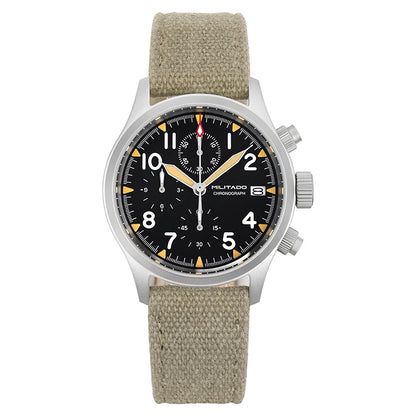 Militado ML1868KF Retro VK67 Quartz Chronograph Watch Stainless Steel Case 3 Dial Waterproof 100M  Multifunction Military Watch