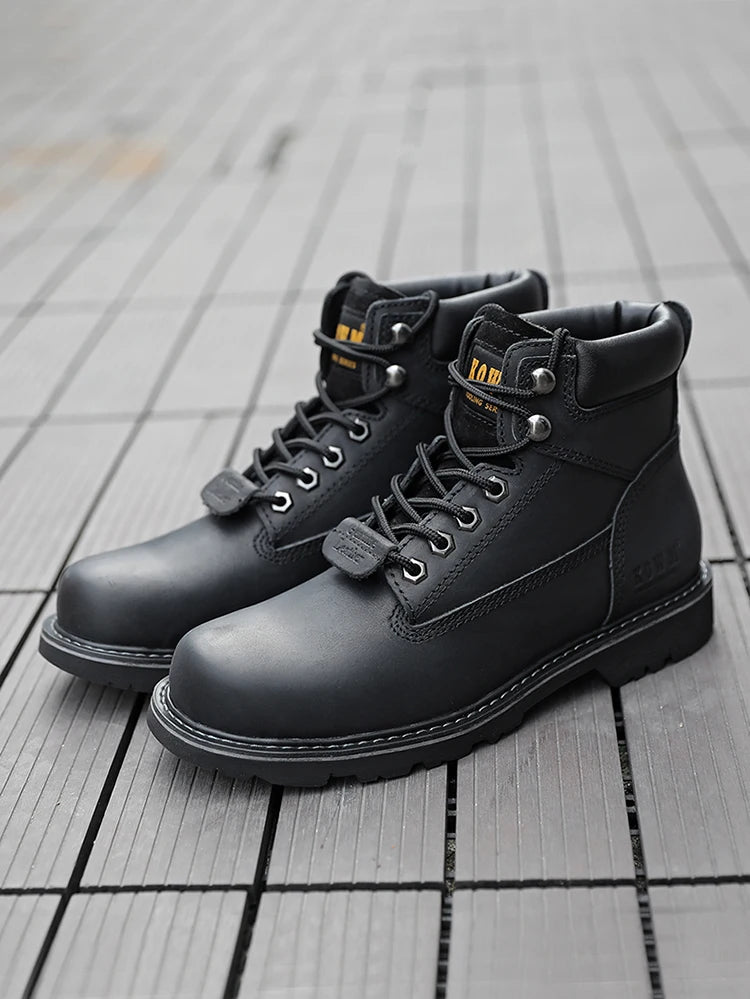 KOWM Cowhide Outdoor Men Hiking Shoes Waterproof Tactical Desert Shoes Hunting Boots Snow Boots Fur Sneakers Women Trekking Shoes