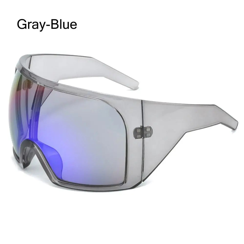 Ochelari de soare futuristici cu ramă învelitoare, lentile curbate Rave, protecție UV400, ochelari de soare supradimensionați Y2K pentru femei și bărbați