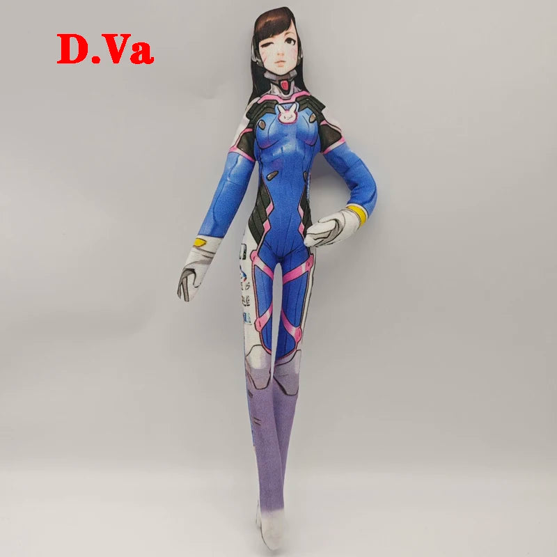 Pelúcia figura de anime e jogo Overwatch D.Va / Doomfist / Genji / Widowmaker, 26cm, corpo flexível com arame, várias posturas