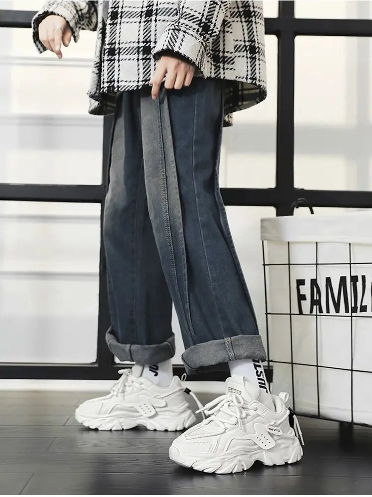 Men's shoes, seasonal leather trend, soft sole, sports running shoes, campus style, casual and versatile, fashionable dad shoes