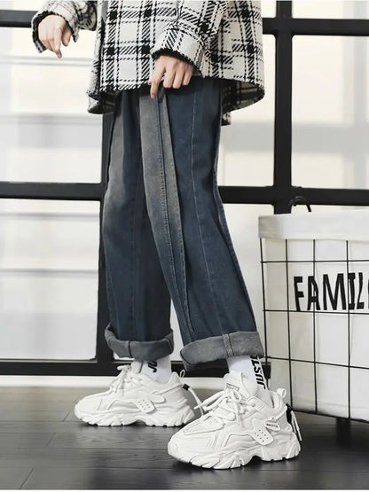 Men's shoes, seasonal leather trend, soft sole, sports running shoes, campus style, casual and versatile, fashionable dad shoes
