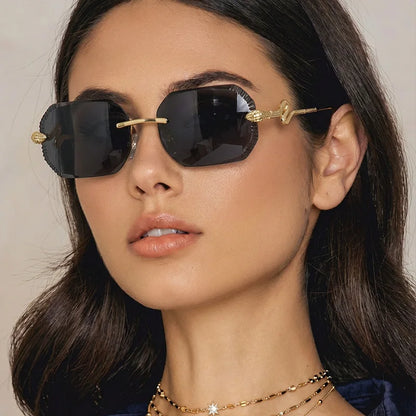 Ochelari de soare decorativi din metal, în formă de șarpe – ramă neregulată unisex, protecție UV, ochelari de soare