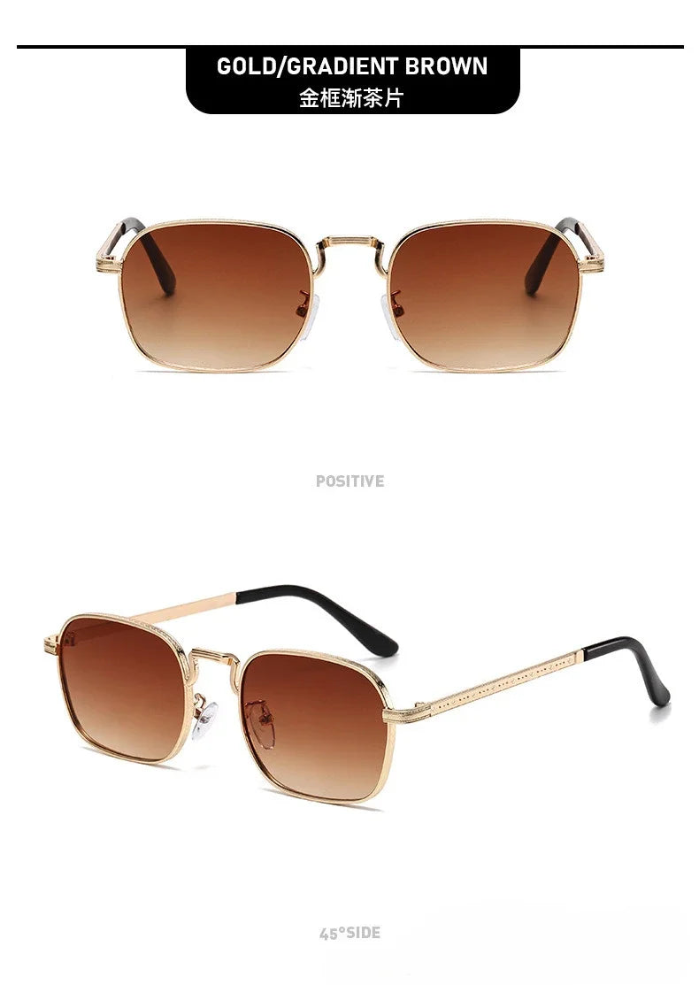 Ochelari de soare metalici, pătrați și ovali, la modă, retro, pentru bărbați și femei, personalizați, rezistenți la raze UV, ochelari de vedere de lux, design UV400